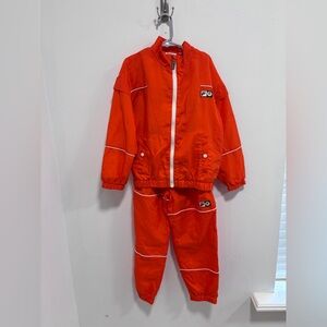 Mini Rodini x Fila Bright Orange Jacket with Cream Zipper set